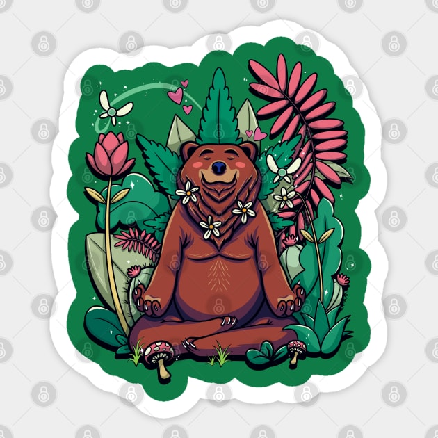 Meditating Plant-Daddy Bear Sticker by ArtDiggs